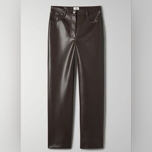Aritzia Wilfred Melina High-waisted Vegan Leather pants, Size 4, mocha brown